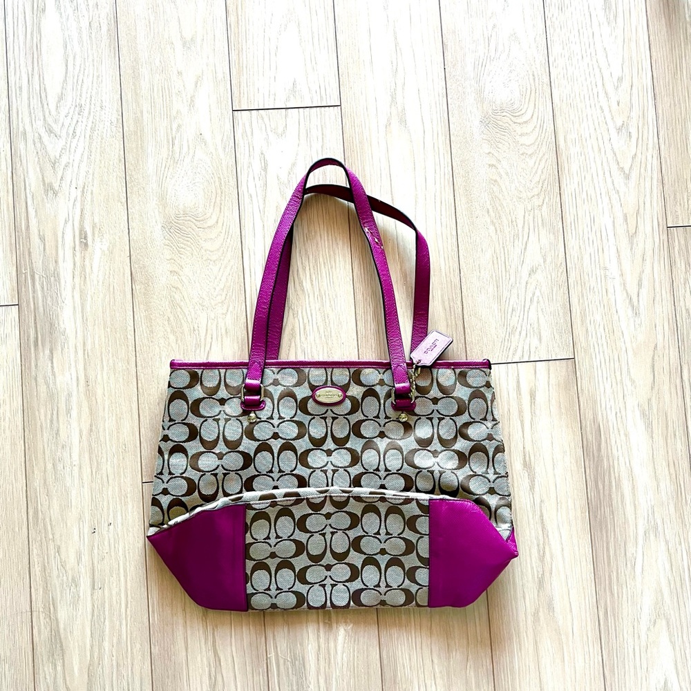 Coach brown and pink tote